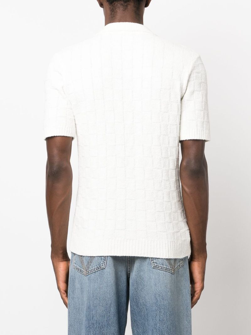 White Knitted Polo Top