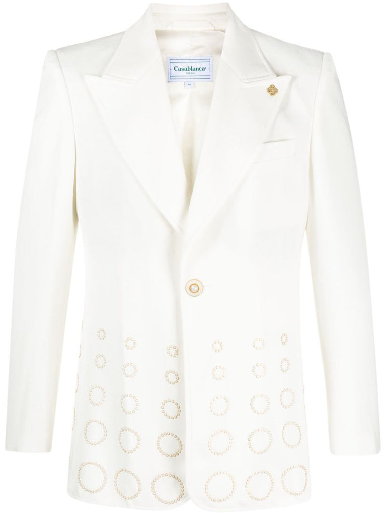 White Gradient Rhinestone-embellished Blazer