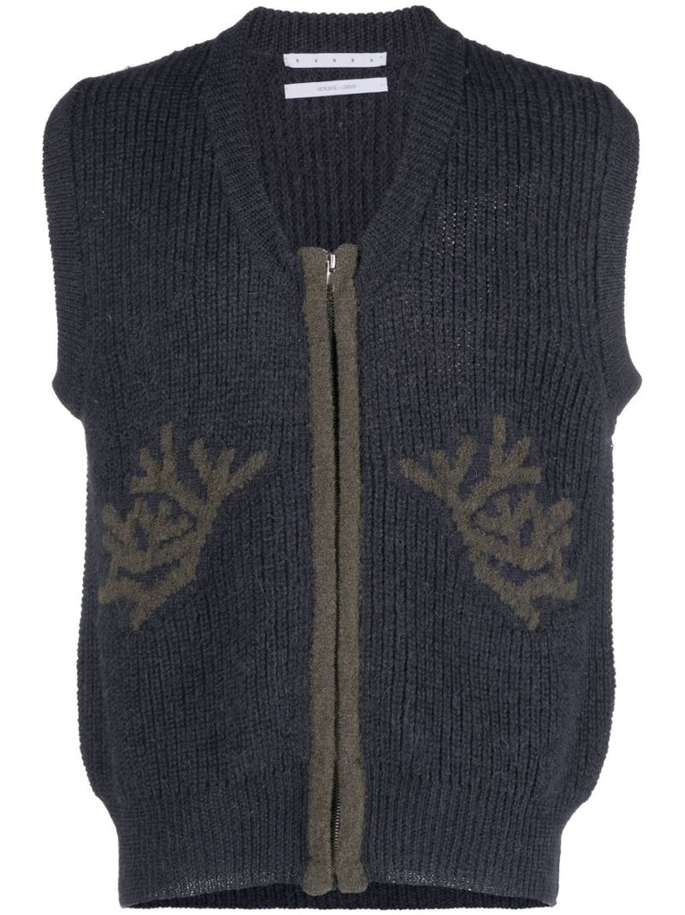 Blue Fundur Chunky-knit Wool Vest