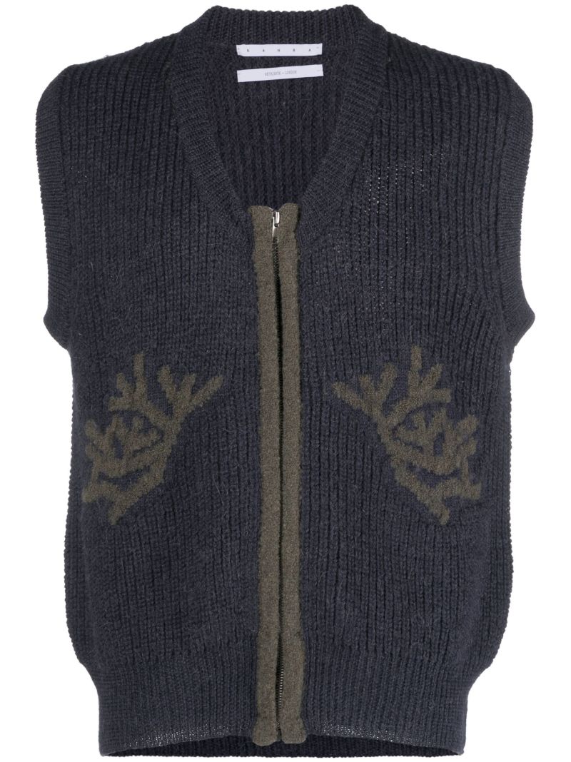 Blue Fundur Chunky-knit Wool Vest