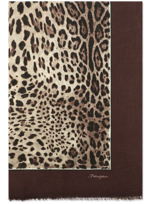 Brown Leopard-print Square Scarf