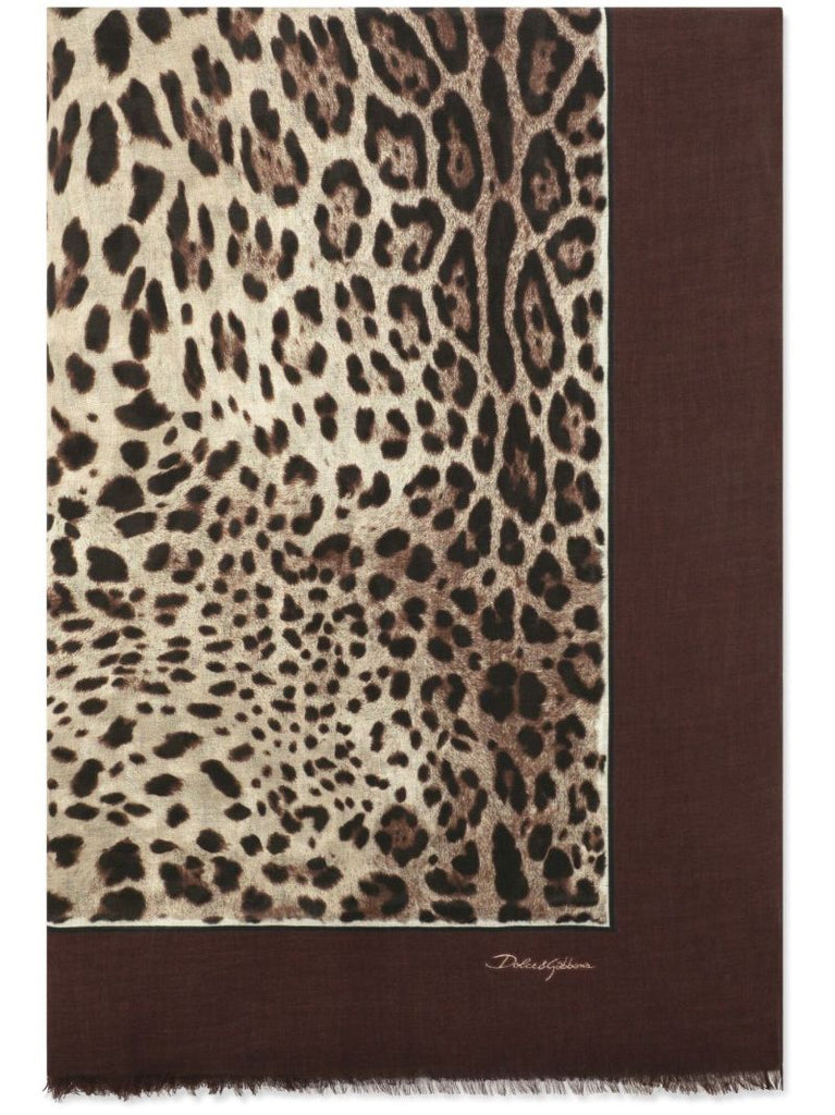 Brown Leopard-print Square Scarf