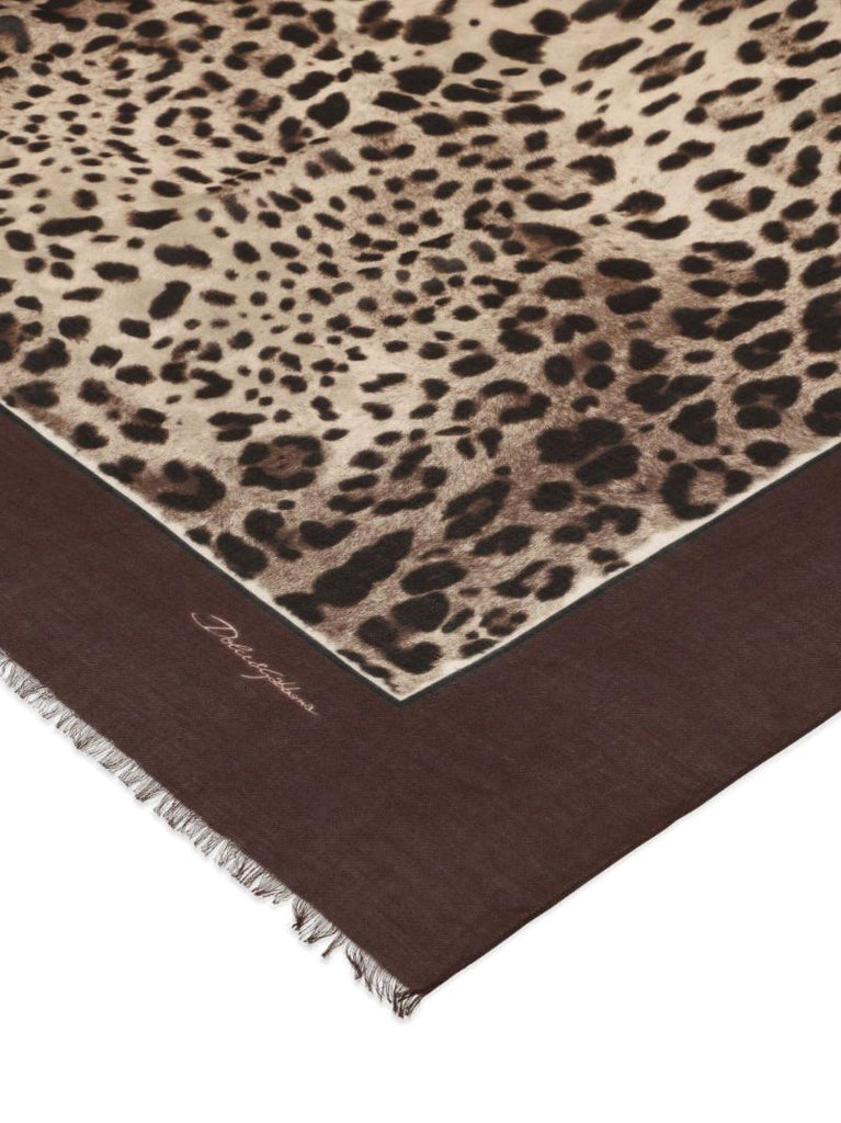 Brown Leopard-print Square Scarf