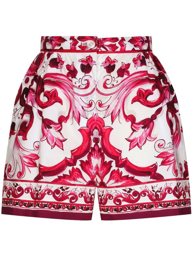 White Majolica Flared Shorts