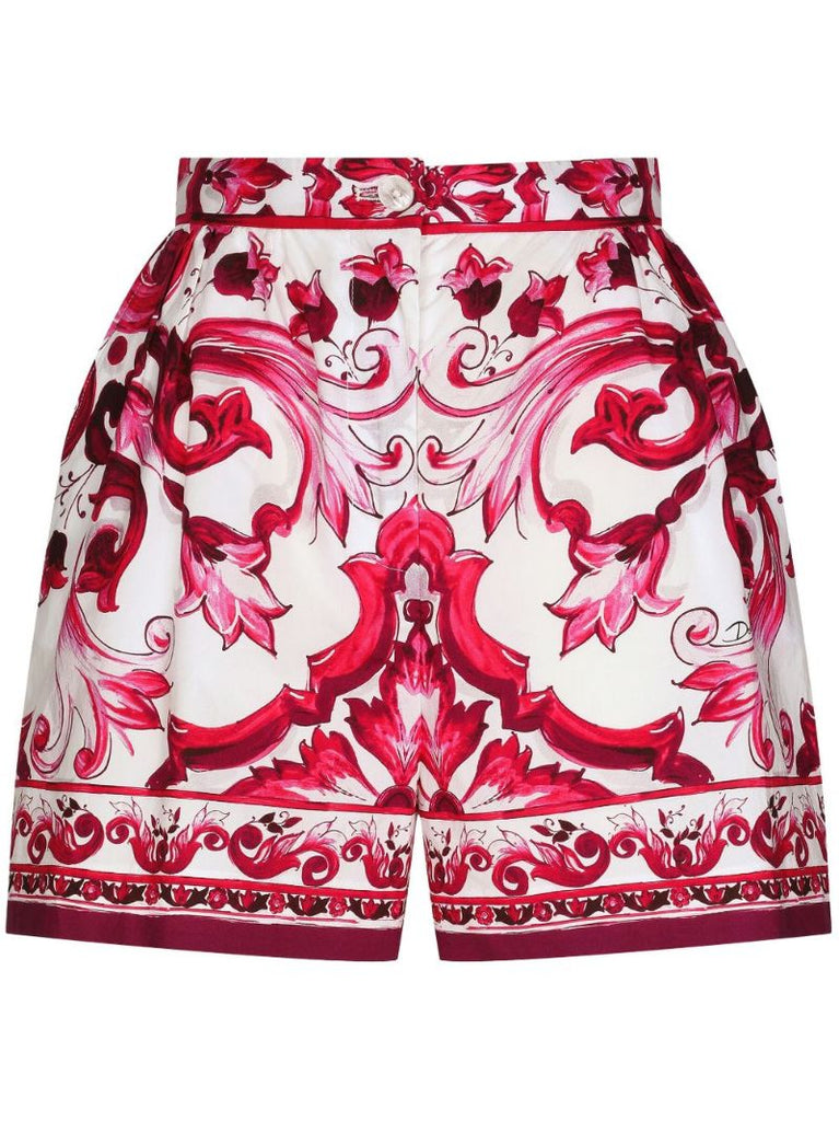 White Majolica Flared Shorts