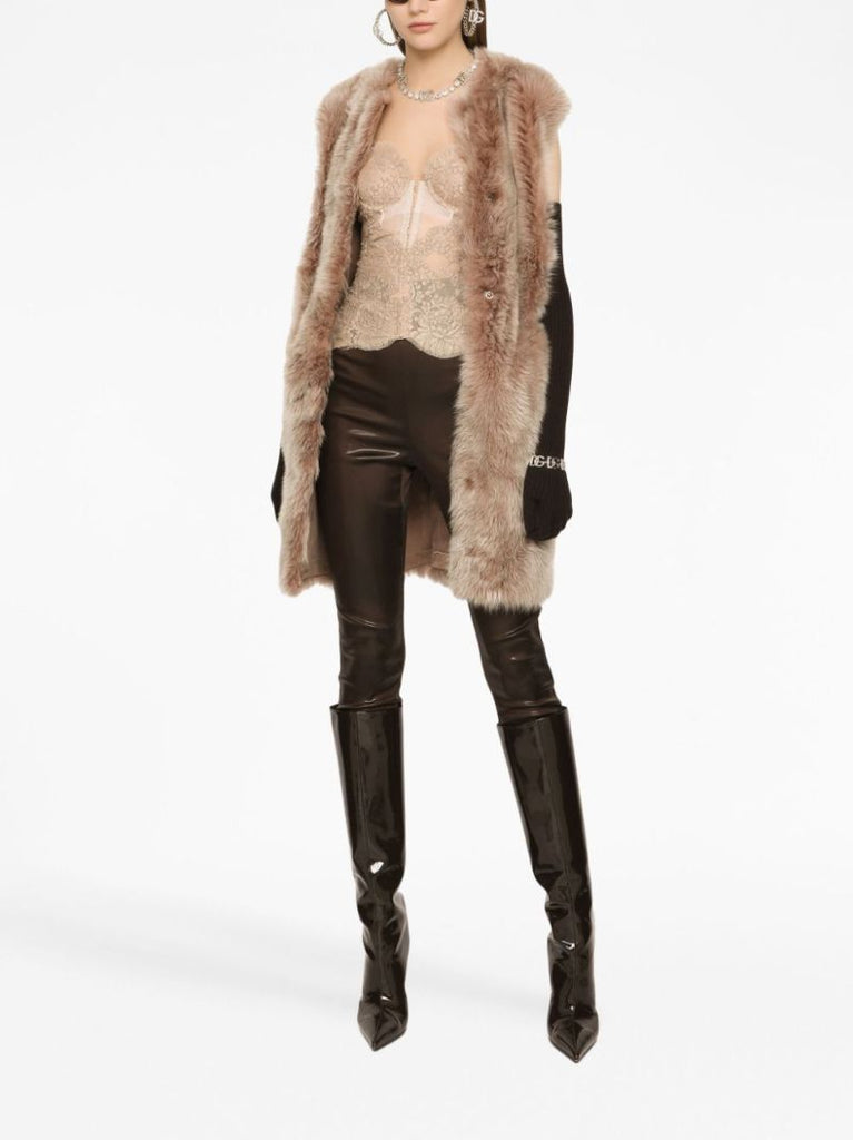 Brown Logo-waistband Satin Leggings