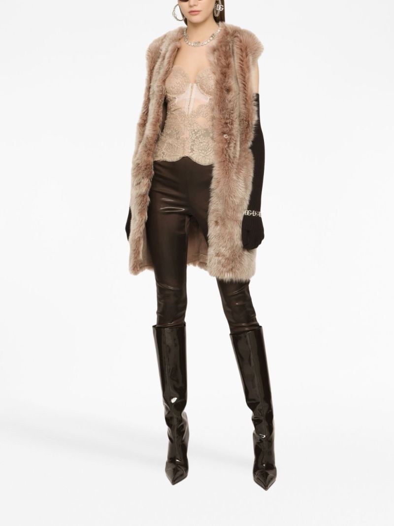 Brown Logo-waistband Satin Leggings