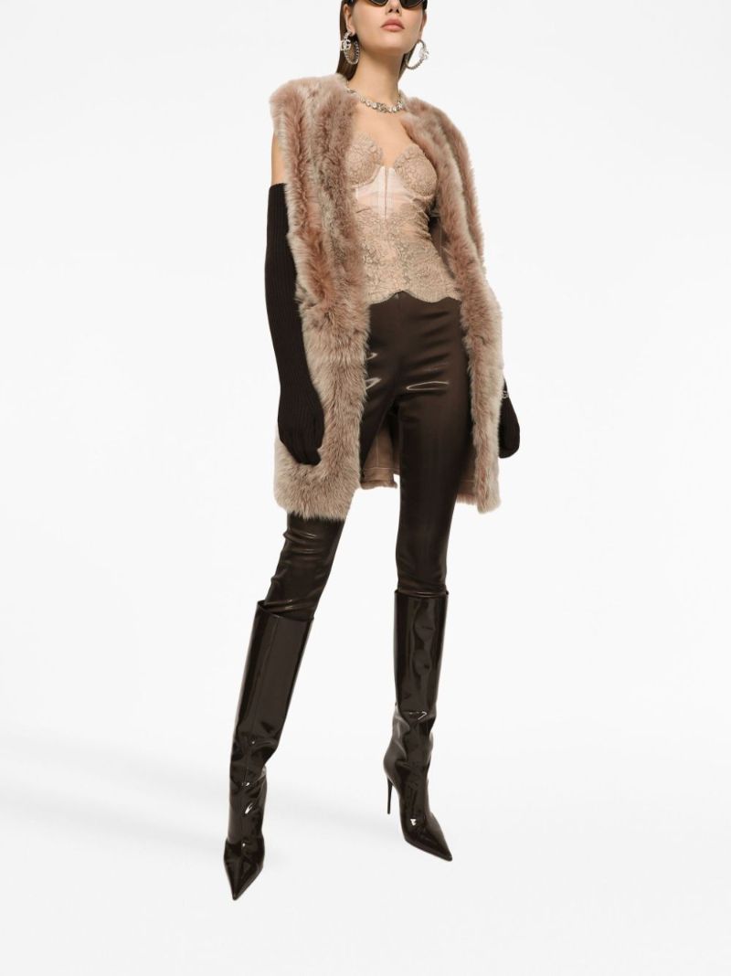 Brown Logo-waistband Satin Leggings