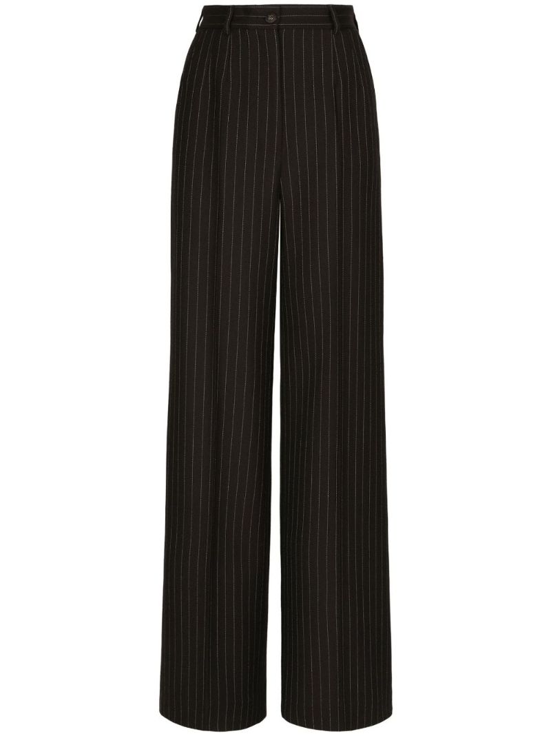 Black Pinstripe-pattern Wool Trousers