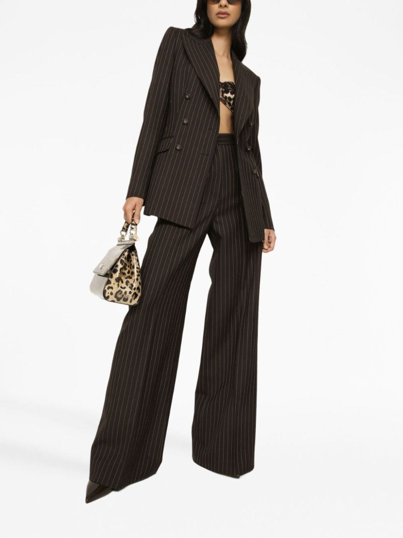 Black Pinstripe-pattern Wool Trousers