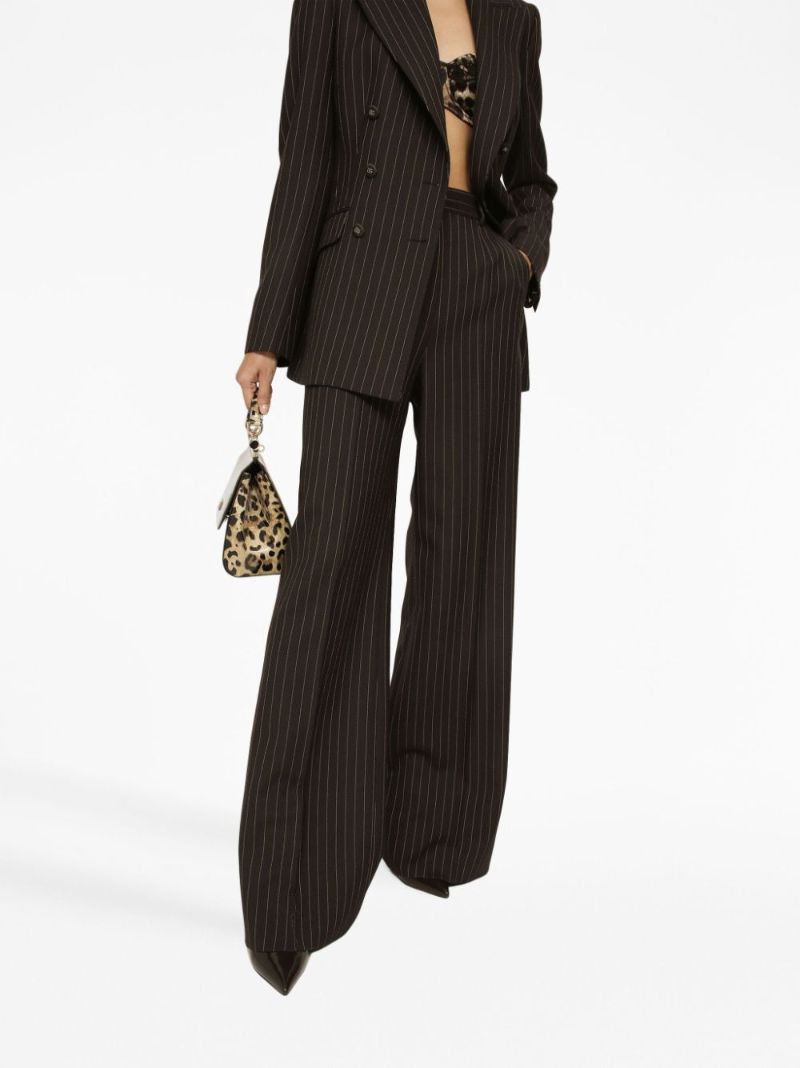 Black Pinstripe-pattern Wool Trousers