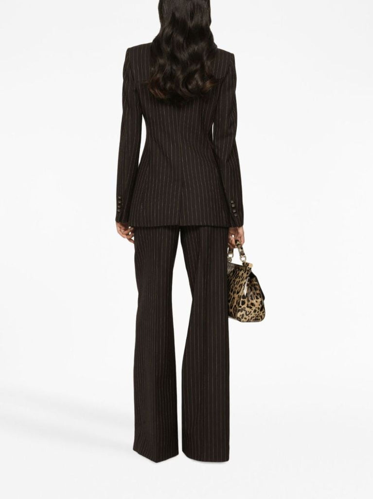 Black Pinstripe-pattern Wool Trousers