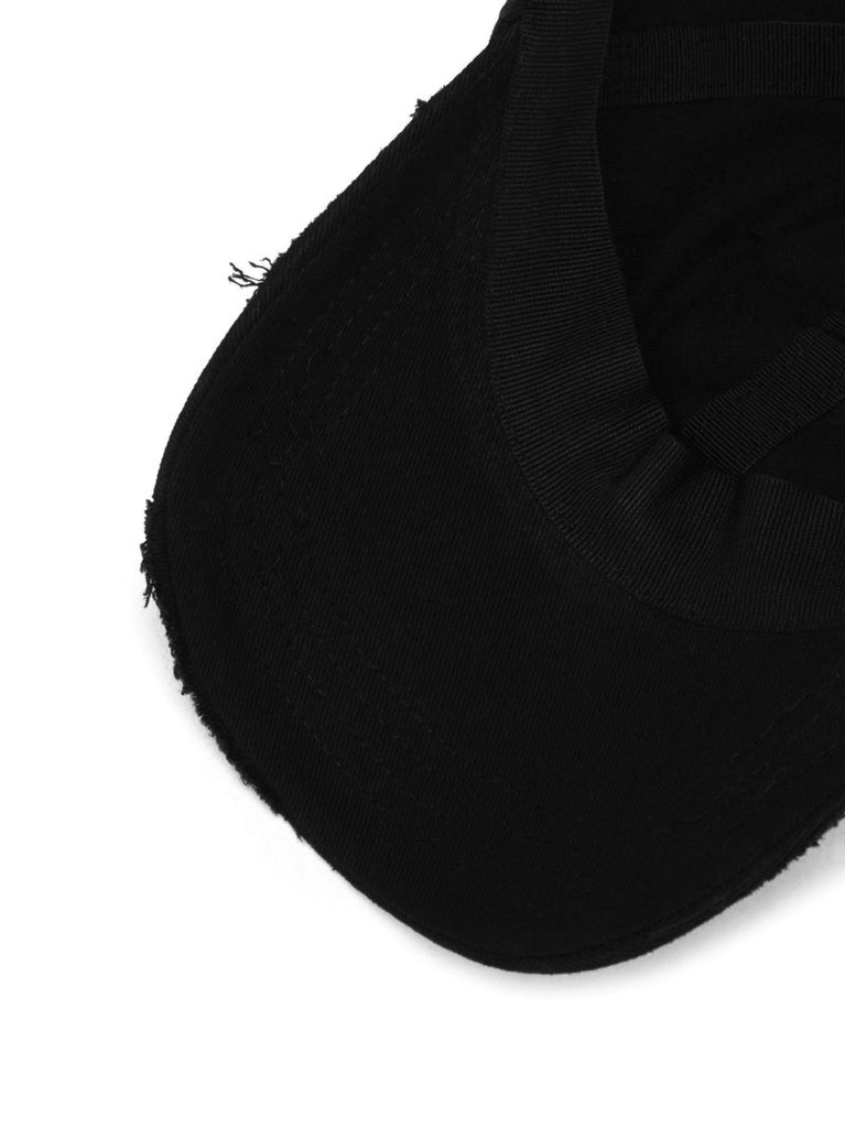 Black Logo Plaque Distressed Baseball Cap