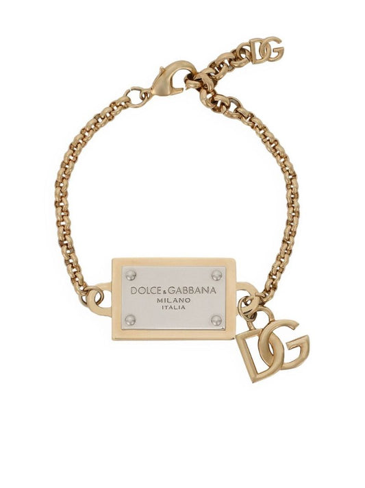 Gold-tone Logo-tag Chain Bracelet