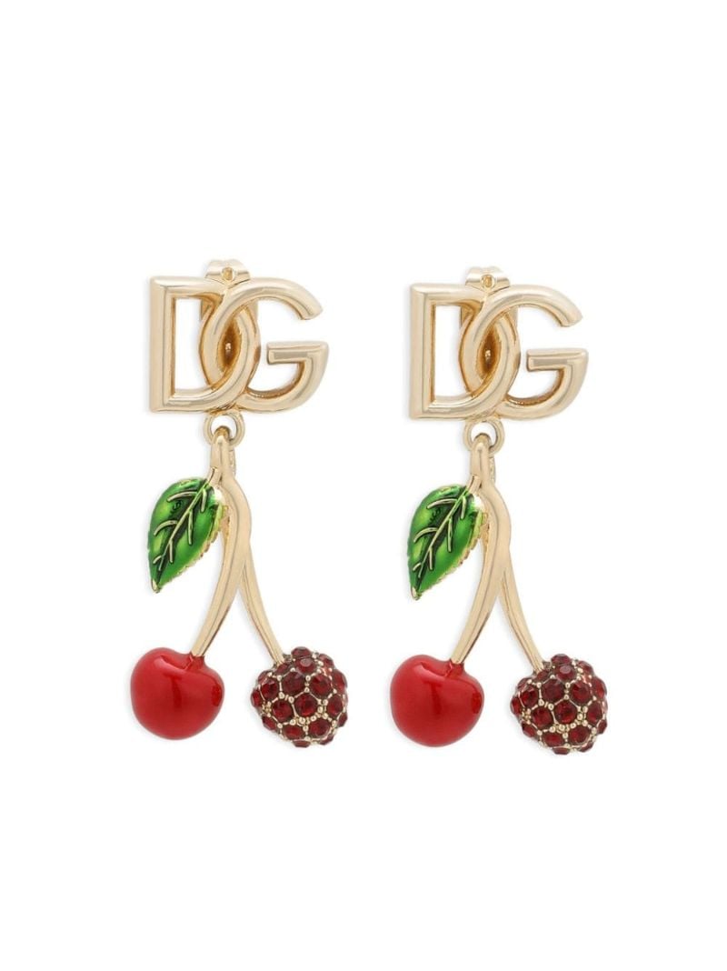 Gold-tone Logo-plaque Cherry Earrings