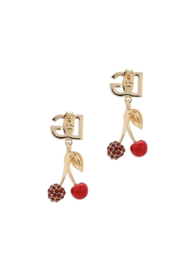 Gold-tone Logo-plaque Cherry Earrings