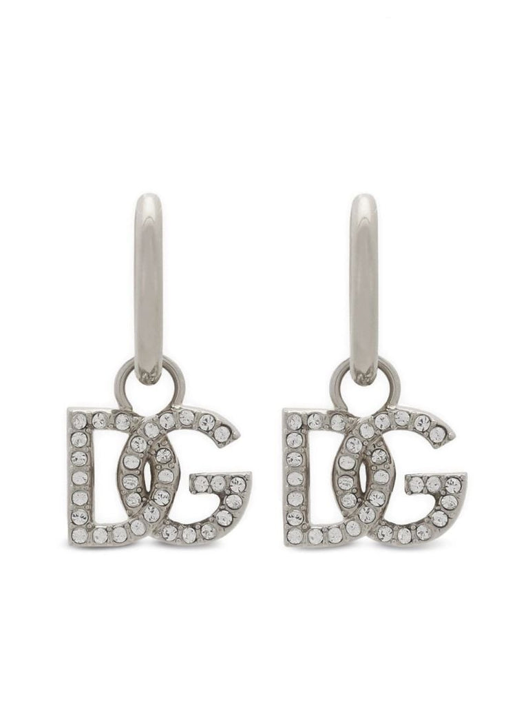 Silver-tone Logo-charm Hoop Earrings