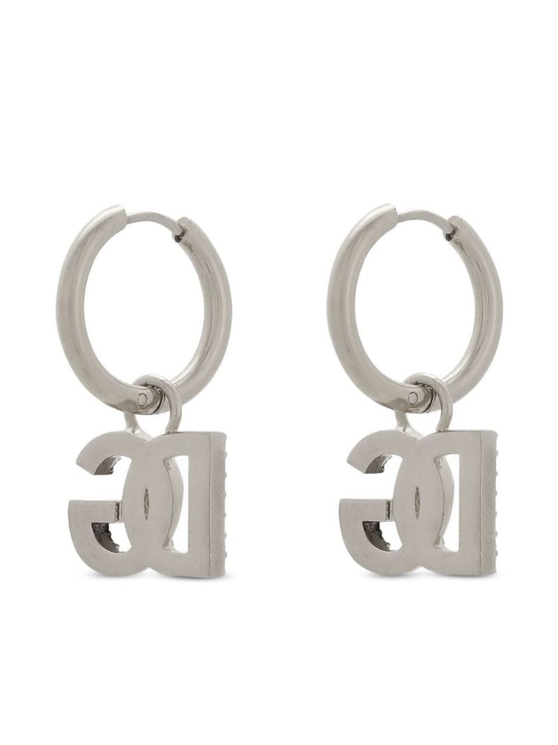 Silver-tone Logo-charm Hoop Earrings