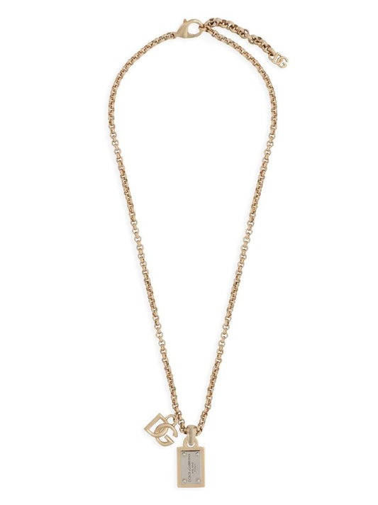 Gold-tone Logo-tag Chain Necklace
