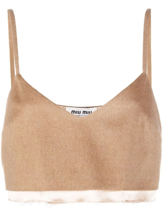 Brown Frayed Crop Top