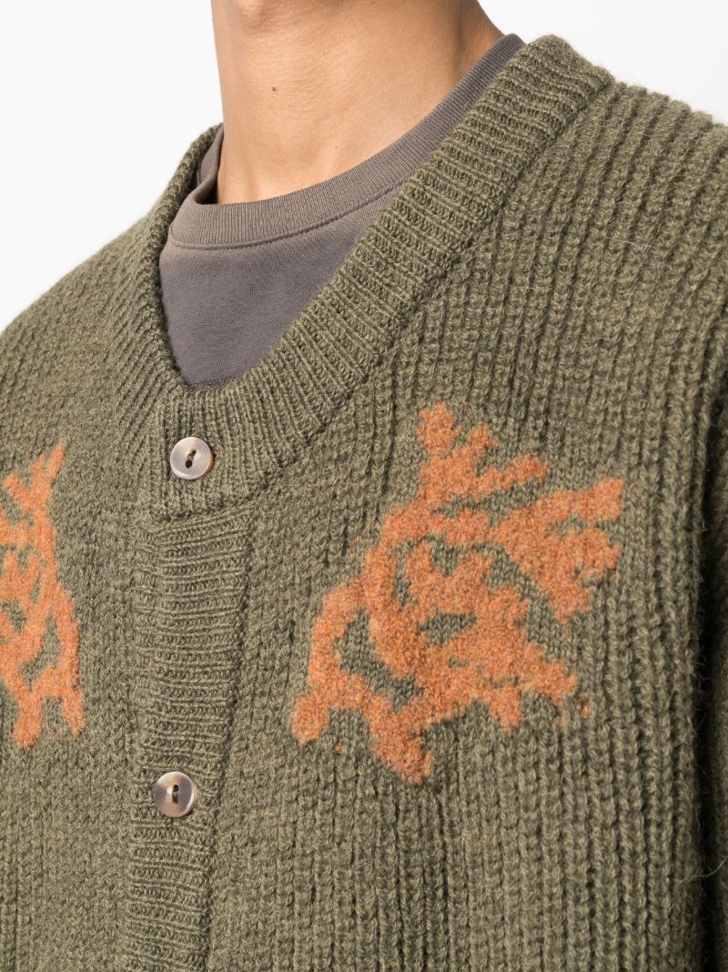 Green Dansa Chunky-knit Wool Cardigan