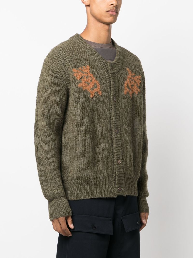 Green Dansa Chunky-knit Wool Cardigan