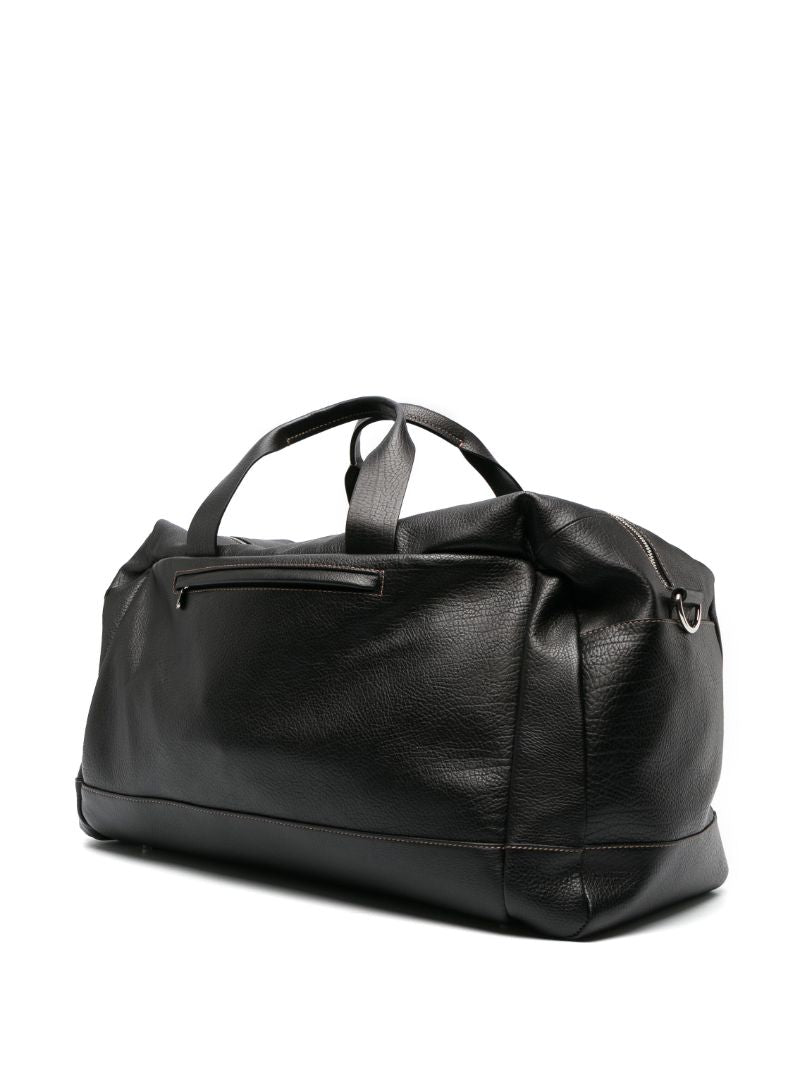 Black Leather Logo Print Holdall