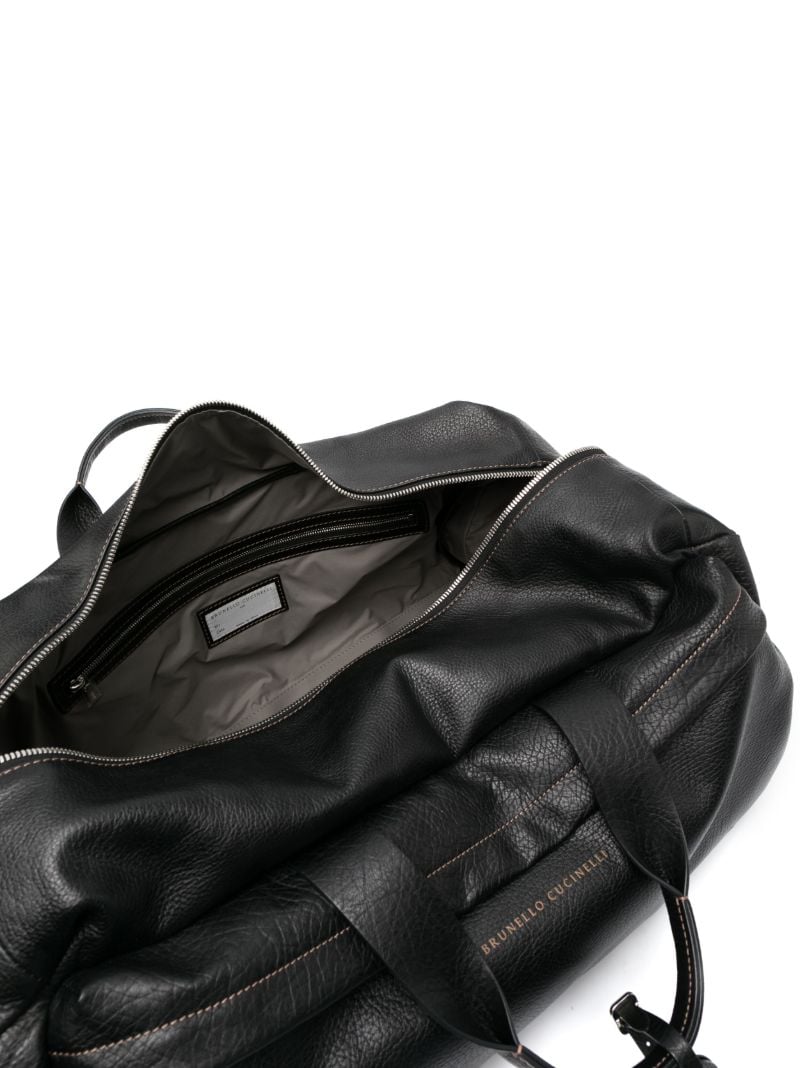 Black Leather Logo Print Holdall