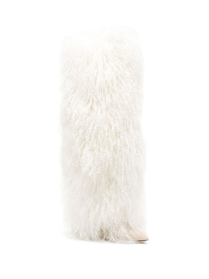 White Pointed-toe Furry Boots