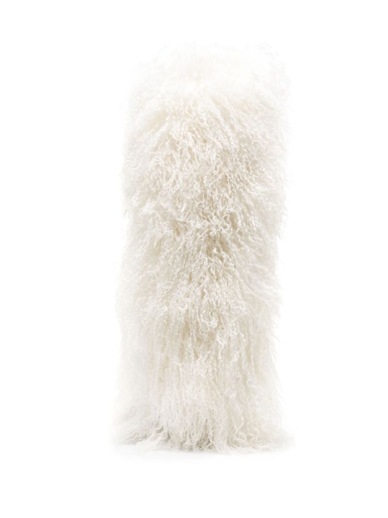 White Pointed-toe Furry Boots
