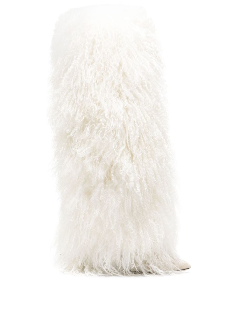 White Pointed-toe Furry Boots