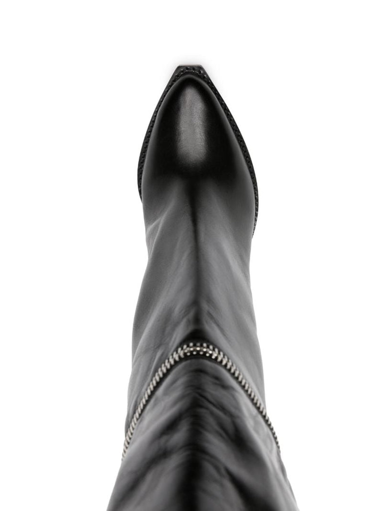 Black Lelodie 90 Leather Thigh-high Boots