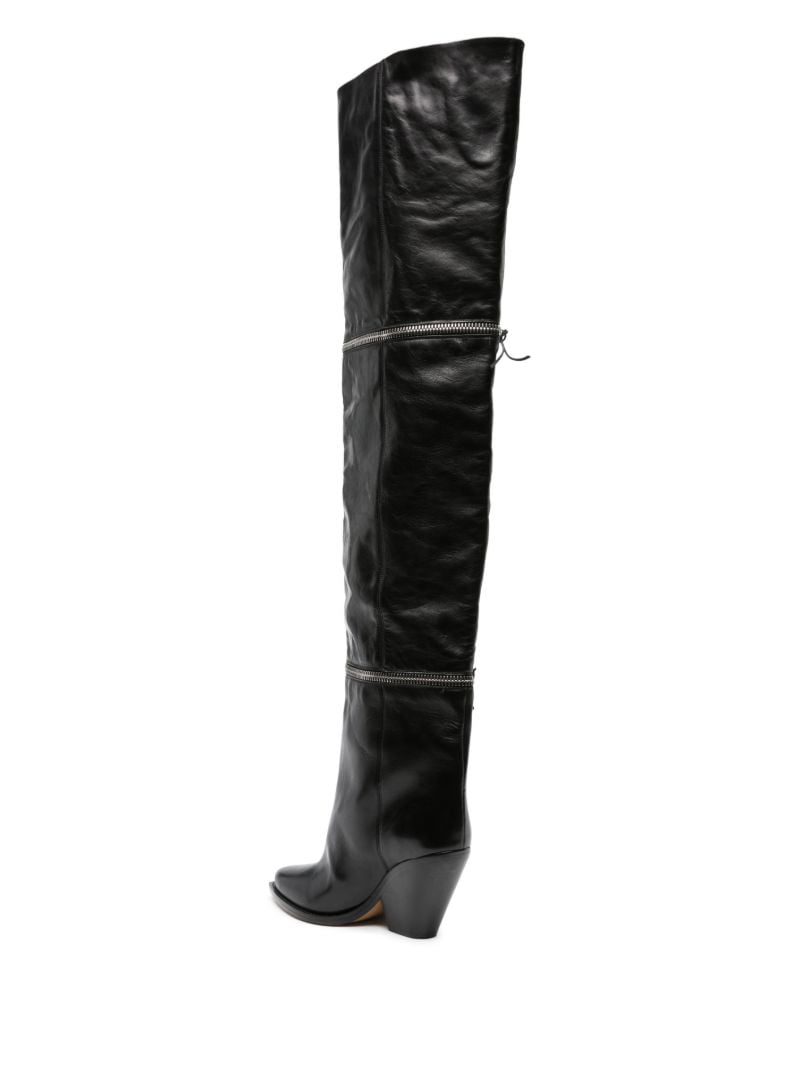 Black Lelodie 90 Leather Thigh-high Boots