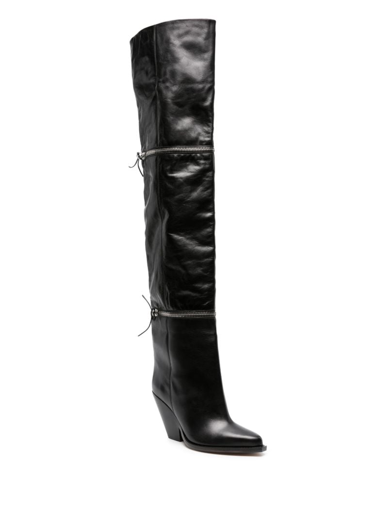 Black Lelodie 90 Leather Thigh-high Boots