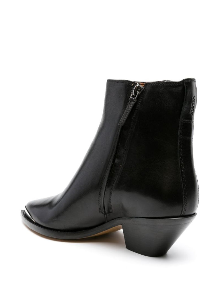 Black Adnae Leather Ankle Boots