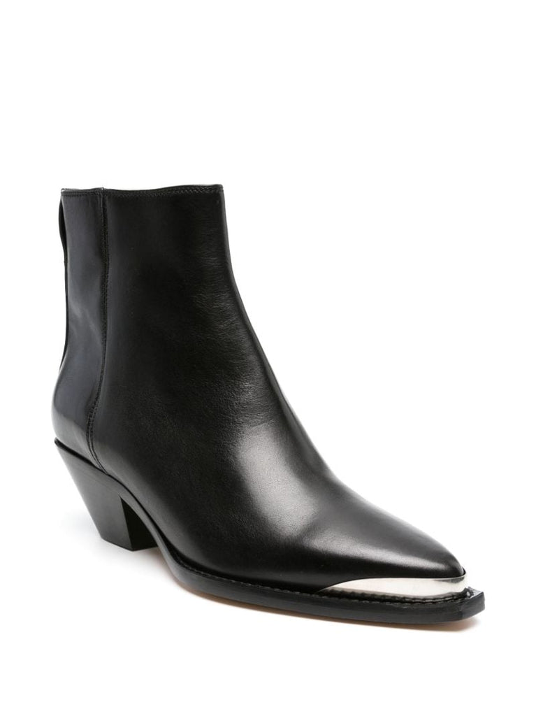 Black Adnae Leather Ankle Boots