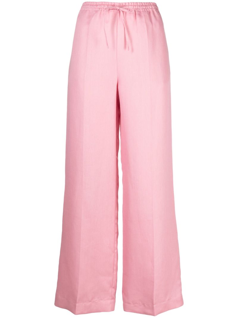 Pink Aurelia Drawstring Linen Trousers