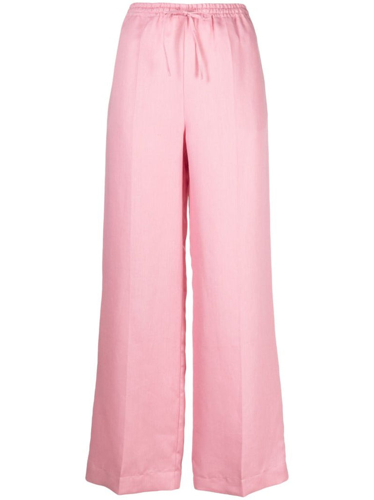 Pink Aurelia Drawstring Linen Trousers