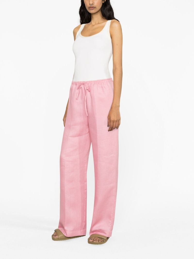 Pink Aurelia Drawstring Linen Trousers