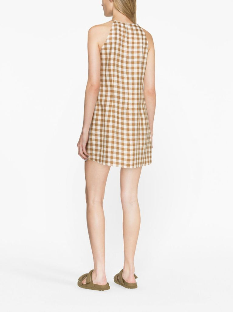 Brown Antigua Linen Mini Dress