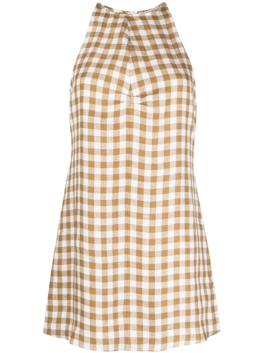 Brown Antigua Linen Mini Dress