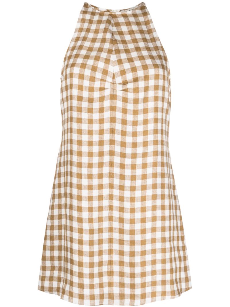 Brown Antigua Linen Mini Dress