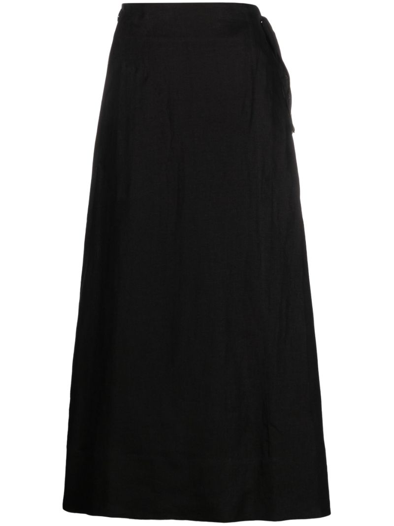Black Amalfi Linen Maxi Skirt