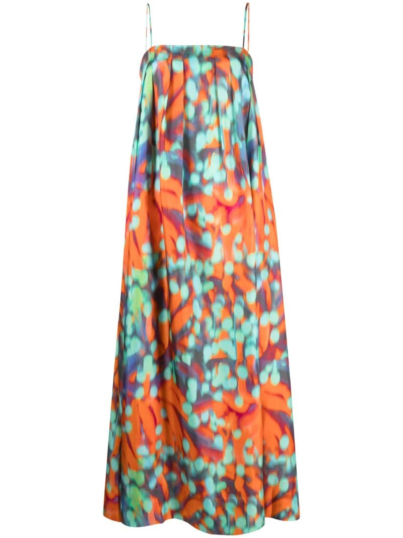 Orange Heather Wobble-print Silk Dress