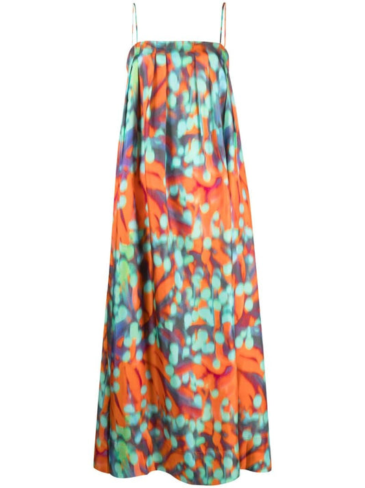 Orange Heather Wobble-print Silk Dress