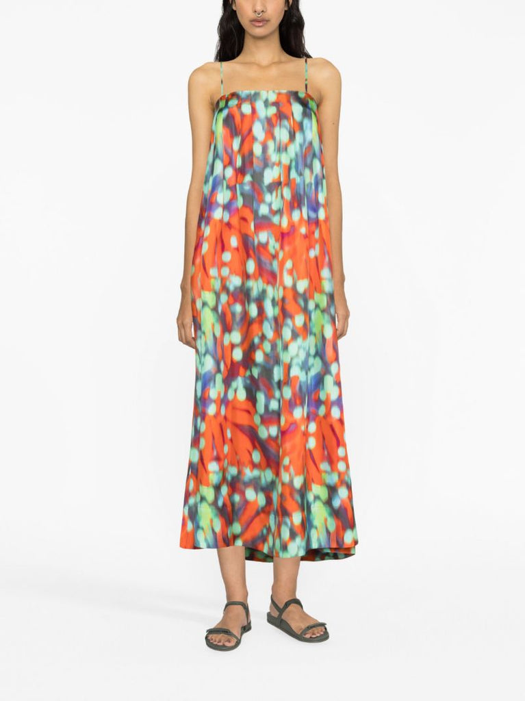 Orange Heather Wobble-print Silk Dress