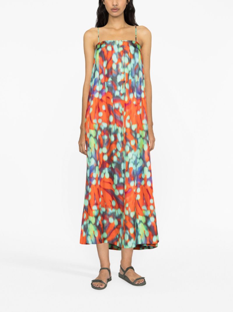 Orange Heather Wobble-print Silk Dress