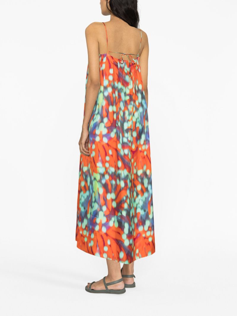 Orange Heather Wobble-print Silk Dress