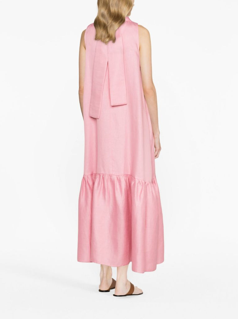 Pink Oslo High Neck Linen Dress