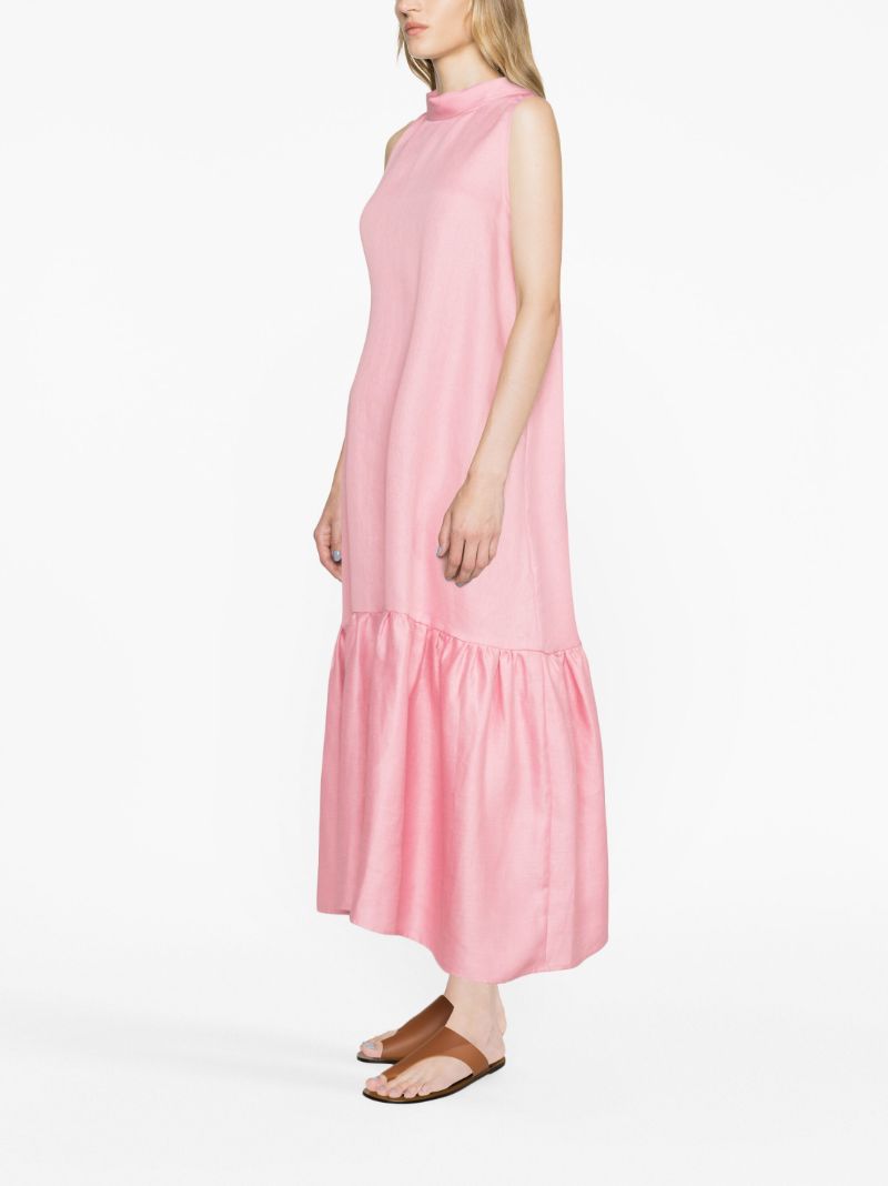 Pink Oslo High Neck Linen Dress